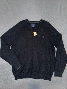 NWT American Eagle Classic Fit Crew Neck Sweater Black Speckled Men’s L